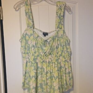 torrid Pale Green Floral Smocked Waist Tank
